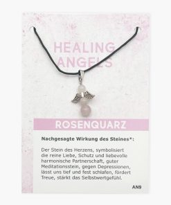 Healing Angels Rosenquarz Glücksengel Anhänger auf großer Karte