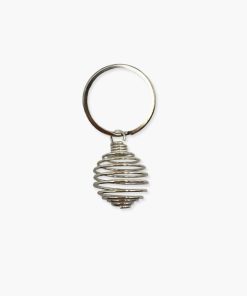Trommelstein Halter – Spiralen Schlüsselanhänger silber klein
