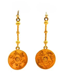 Gold Ohrringe mit Tierkreiszeichen im Archäologischen Stil