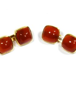 Goldene Manschettenknöpfe mit Karneol Cabochons, Wien um 1930