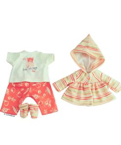 Schildkröt Puppenkleidung Shirt, Hose und Kapuzenjacke 32cm