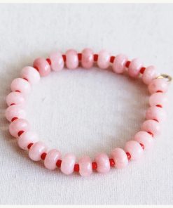 Elastisches Edelstein-Armband, light pink / red