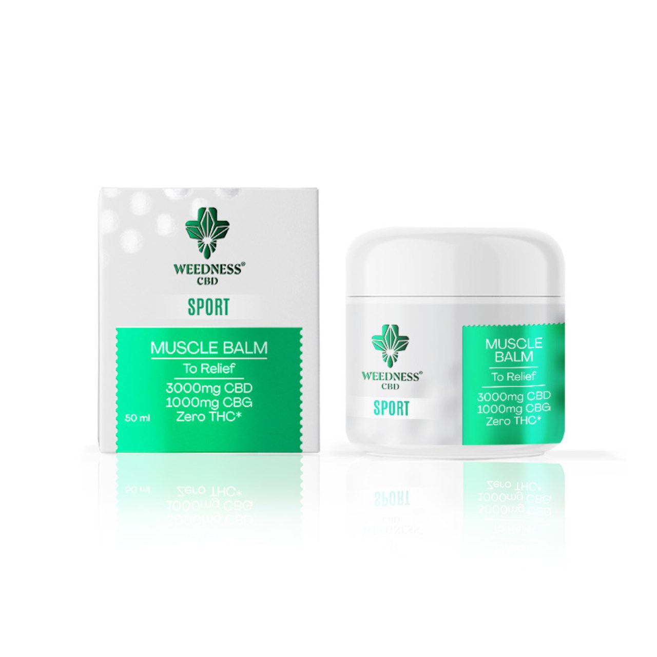 WEEDNESS – Balsamo lenitivo per i muscoli Sport – 3000 mg di CBD, 1000 mg di CBG, 50 ml
